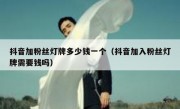 抖音加粉丝灯牌多少钱一个（抖音加入粉丝灯牌需要钱吗）