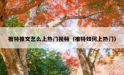 推特推文怎么上热门视频（推特如何上热门）