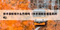 快手涨粉有什么作用吗（快手涨粉主播是真的吗）