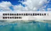 视频号涨粉丝最快方法是什么意思呀怎么弄（视频号如何涨粉快）