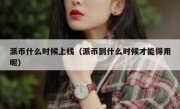 派币什么时候上线（派币到什么时候才能得用呢）