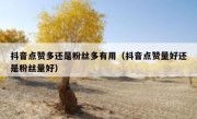 抖音点赞多还是粉丝多有用（抖音点赞量好还是粉丝量好）