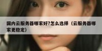 国内云服务器哪家好?怎么选择（云服务器哪家更稳定）