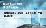 抖音粉丝粉丝1000粉（抖音粉丝到一千有什么好处）