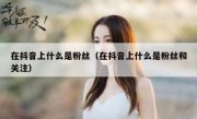 在抖音上什么是粉丝（在抖音上什么是粉丝和关注）