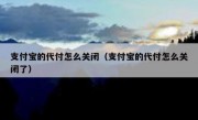 支付宝的代付怎么关闭（支付宝的代付怎么关闭了）