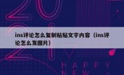 ins评论怎么复制粘贴文字内容（ins评论怎么发图片）