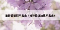 推特验证刷不出来（推特验证加载不出来）