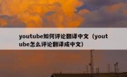 youtube如何评论翻译中文（youtube怎么评论翻译成中文）