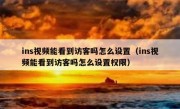 ins视频能看到访客吗怎么设置（ins视频能看到访客吗怎么设置权限）
