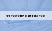 快手评论语短句伤感（快手最火评论语）