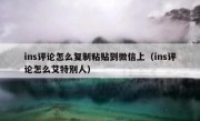 ins评论怎么复制粘贴到微信上（ins评论怎么艾特别人）