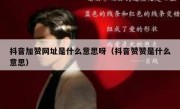 抖音加赞网址是什么意思呀（抖音赞赞是什么意思）