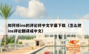 如何将ins的评论转中文字幕下载（怎么把ins评论翻译成中文）