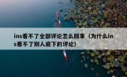 ins看不了全部评论怎么回事（为什么ins看不了别人底下的评论）