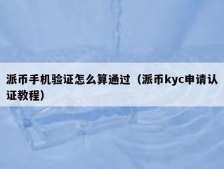 派币手机验证怎么算通过（派币kyc申请认证教程）