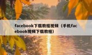 facebook下载教程视频（手机facebook视频下载教程）