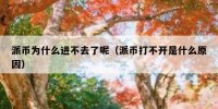 派币为什么进不去了呢（派币打不开是什么原因）