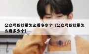 公众号粉丝量怎么看多少个（公众号粉丝量怎么看多少个）