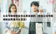 公众号新增粉丝怎么弄出来的（微信公众号新增粉丝数是什么意思）