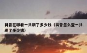 抖音在哪看一共刷了多少钱（抖音怎么查一共刷了多少钱）