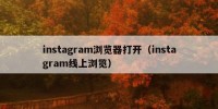 instagram浏览器打开（instagram线上浏览）
