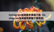 instagram加速器苹果版下载（instagram加速器苹果版下载教程）