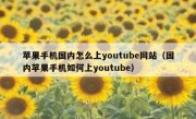 苹果手机国内怎么上youtube网站（国内苹果手机如何上youtube）