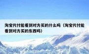 淘宝代付能看到对方买的什么吗（淘宝代付能看到对方买的东西吗）