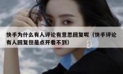 快手为什么有人评论有意思回复呢（快手评论有人回复但是点开看不到）