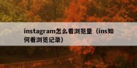 instagram怎么看浏览量（ins如何看浏览记录）