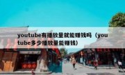 youtube有播放量就能赚钱吗（youtube多少播放量能赚钱）