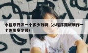 小程序开发一个多少钱啊（小程序商城制作一个需要多少钱）