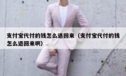 支付宝代付的钱怎么退回来（支付宝代付的钱怎么退回来啊）