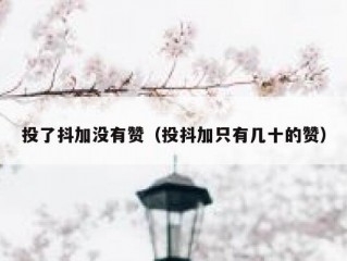 投了抖加没有赞(投抖加只有几十的赞)