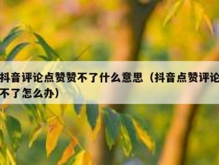 抖音评论点赞赞不了什么意思(抖音点赞评论不了怎么办)