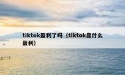 tiktok盈利了吗（tiktok靠什么盈利）