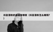 抖音涨粉的渠道有哪些（抖音涨粉怎么赚钱?）