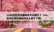 ins的评论可以删除吗怎么删不了（ins的评论可以删除吗怎么删不了呢）