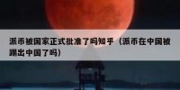 派币被国家正式批准了吗知乎（派币在中国被踢出中国了吗）