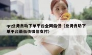 qq业务自助下单平台全网最低（业务自助下单平台最低价微信支付）