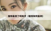 推特盈利了吗知乎（推特如何盈利）