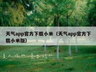 天气app官方下载小米（天气app官方下载小米版）