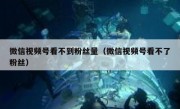 微信视频号看不到粉丝量（微信视频号看不了粉丝）