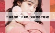 云服务器做什么用的（云服务器干啥的）