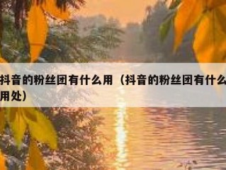 抖音的粉丝团有什么用（抖音的粉丝团有什么用处）
