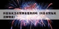 抖音加关注点赞佣金是真的吗（抖音点赞加关注赚佣金）