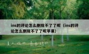 ins的评论怎么删除不了了呢（ins的评论怎么删除不了了呢苹果）