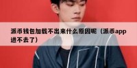 派币钱包加载不出来什么原因呢（派币app进不去了）