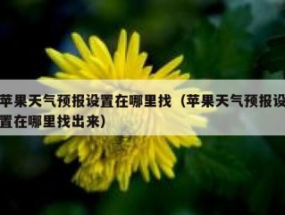 苹果天气预报设置在哪里找（苹果天气预报设置在哪里找出来）